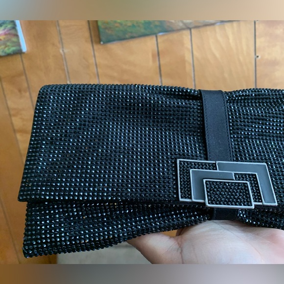 Authentic Judith Leiber Black Satin Jeweled Evening Clutch Bag Handbag Purse EUC - Picture 3 of 11